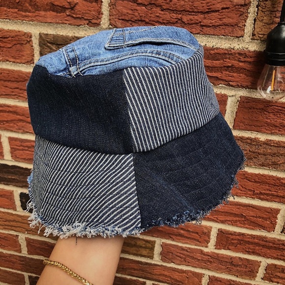 Handmade patchwork denim bucket hat - Picture 4 of 5